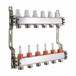 Колектор з витратомірами (нерж.) 1" х6 Icma № К073 Колектор з витратомірами (нерж.) 1" х6 Icma № К073
