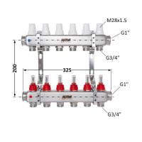 Колектор з витратомірами (нерж.) 1" х6 Icma № К073