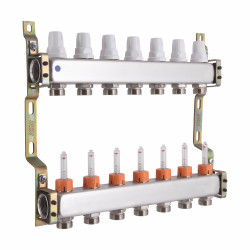 Колектор з витратомірами (нерж.) 1" х7 Icma № К073 Колектор з витратомірами (нерж.) 1" х7 Icma № К073