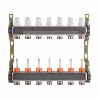 Колектор з витратомірами (нерж.) 1" х7 Icma № К073 Колектор з витратомірами (нерж.) 1" х7 Icma № К073