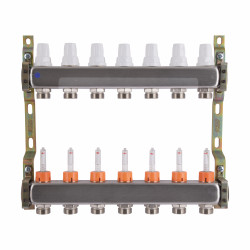 Колектор з витратомірами (нерж.) 1" х7 Icma № К073 Колектор з витратомірами (нерж.) 1" х7 Icma № К073