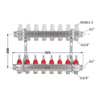 Колектор з витратомірами (нерж.) 1" х8 Icma № К073 Колектор з витратомірами (нерж.) 1" х8 Icma № К073
