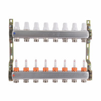 Колектор з витратомірами (нерж.) 1" х8 Icma № К073 Колектор з витратомірами (нерж.) 1" х8 Icma № К073