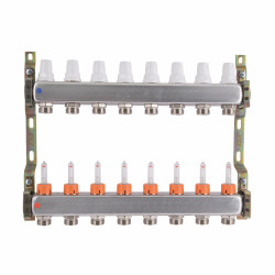 Колектор з витратомірами (нерж.) 1" х8 Icma № К073 Колектор з витратомірами (нерж.) 1" х8 Icma № К073