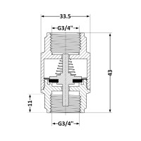 Зворотний клапан Thermo Alliance Base 3/4"ВВ Slim із латунним штоком TAB240W20S