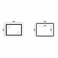 Дзеркало Lidz Kubis 800х600 з LED-підсвічуванням Touch, з антизапотіванням, з димером, рег. яскравості LD78LF9047400
