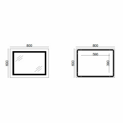 Дзеркало Lidz Kubis 800х600 з LED-підсвічуванням Touch, з антизапотіванням, з димером, рег. яскравості LD78LF9047400