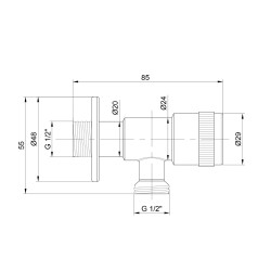 Кран кутовий Thermo Alliance Standart 1/2"ЗЗ нерж., з керам. буксою TAS345W1515SS Кран кутовий Thermo Alliance Standart 1/2"ЗЗ нерж., з керам. буксою TAS345W1515SS