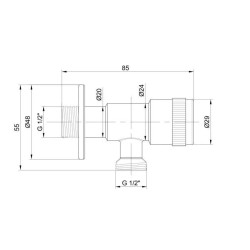 Кран кутовий Thermo Alliance Standart 1/2"ЗЗ нерж., з керам. буксою TAS347W1515SS Кран кутовий Thermo Alliance Standart 1/2"ЗЗ нерж., з керам. буксою TAS347W1515SS