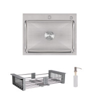 Комплект Lidz Handmade H5845 Мийка для кухні інтегрована Brushed у комплекті з дозатором + Lidz K01G Корзина для кухонної мийки Комплект Lidz Handmade H5845 Мийка для кухні інтегрована Brushed у комплекті з дозатором + Lidz K01G Корзина для кухонної мийки