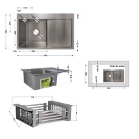 Комплект Lidz Handmade H6350R Мийка для кухні інтегрована крило зправа Brushed у комплекті з дозатором + Lidz K01G Корзина для кухонної мийки Комплект Lidz Handmade H6350R Мийка для кухні інтегрована крило зправа Brushed у комплекті з дозатором + Lidz K01G Корзина для кухонної мийки