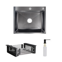 Комплект Lidz Handmade H6050B Мийка для кухні інтегрована BlackPVD у комплекті з дозатором + Lidz K01B Корзина для кухонної мийки Комплект Lidz Handmade H6050B Мийка для кухні інтегрована BlackPVD у комплекті з дозатором + Lidz K01B Корзина для кухонної мийки