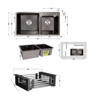 Комплект Lidz Handmade H7843 Мийка для кухні з двома чашами інтегрована BlackPVD у комплекті з дозатором + Lidz K01B Корзина для кухонної мийки Комплект Lidz Handmade H7843 Мийка для кухні з двома чашами інтегрована BlackPVD у комплекті з дозатором + Lidz K01B Корзина для кухонної мийки