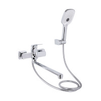 Змішувач для ванни Qtap Tern з довгим поворотним виливом (з душовим гарнітуром) QTTER260CRM47587 Chrome