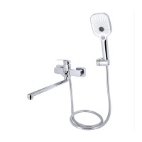 Змішувач для ванни Qtap Tern з довгим поворотним виливом (з душовим гарнітуром) QTTER260CRM47587 Chrome