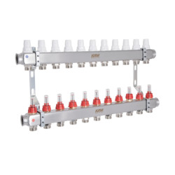 Колектор Icma № К073 з витратомірами (нерж.) 1" х 3/4" на 11 виходів Колектор Icma № К073 з витратомірами (нерж.) 1" х 3/4" на 11 виходів