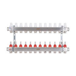 Колектор Icma № К073 з витратомірами (нерж.) 1" х 3/4" на 12 виходів Колектор Icma № К073 з витратомірами (нерж.) 1" х 3/4" на 12 виходів