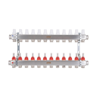 Колектор Icma № К073 з витратомірами (нерж.) 1" х 3/4" на 12 виходів Колектор Icma № К073 з витратомірами (нерж.) 1" х 3/4" на 12 виходів