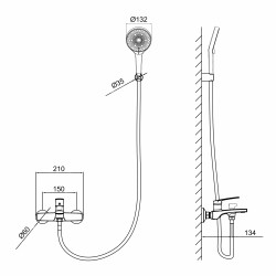 Змішувач для ванни Qtap Slavonice (з душовим гарнітуром) QTSLV259CRM48034 Chrome