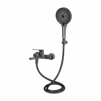 Змішувач для ванни Qtap Slavonice (з душовим гарнітуром) QTSLV259GMB48035 Gunmetal Black PVD