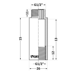 Подовжувач хромований Thermo Alliance Forte 1/2"ВЗ, L=15 мм TAF1301515