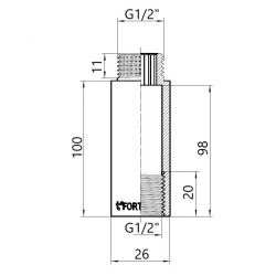 Thermo Alliance Forte Подовжувач хром. 1/2" ВЗ 100 мм TAF13015100 Thermo Alliance Forte Подовжувач хром. 1/2" ВЗ 100 мм TAF13015100