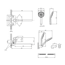 Змішувач латунний для ванни Lidz Astra 005 з поворотним виливом (з душовим гарнітуром) (k35) LDAST005CRM48088 Chrome