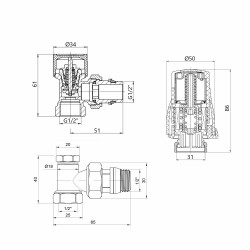 Термостатичний набір Thermo Alliance Standart кутовий 1/2" TAS352W15