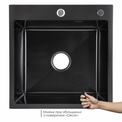 Lidz Handmade H5050HB Мийка для кухні інтегрована Decor Black PVD Honeycomb 2,5/0,5 мм LDH5050BDECPVD48369