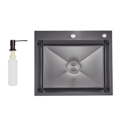 Lidz Handmade H6050HB Мийка для кухні інтегрована Decor Black PVD Honeycomb 2,5/0,5 мм LDH6050BDECPVD48371