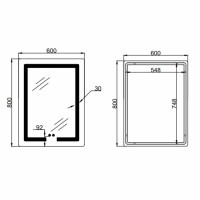 Дзеркало Lidz Kubis (KU2) 600х800 з LED-підсвічуванням Touch, з антизапотіванням, з димером, рег. яскравості LD78LF937608048449