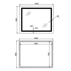 Дзеркало Lidz Kubis (KU2) 1000х800 з LED-підсвічуванням Touch, з антизапотіванням, з димером, рег. яскравості LD78LF6141008048450 Дзеркало Lidz Kubis (KU2) 1000х800 з LED-підсвічуванням Touch, з антизапотіванням, з димером, рег. яскравості LD78LF6141008048450