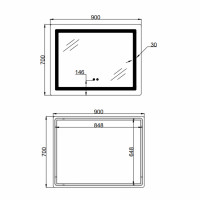 Дзеркало Lidz Kubis (KU2) 900х700 з LED-підсвічуванням Touch, з антизапотіванням, з димером, рег. яскравості LD78LF90448452