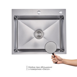 Комплект Lidz Handmade H6050H Мийка для кухні інтегрована Decor Honeycomb у комплекті з дозатором + Lidz K01G Корзина для кухонної мийки