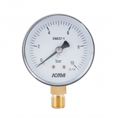 Манометр Icma 1/4" 0-10 бар, нижнє підключення №244