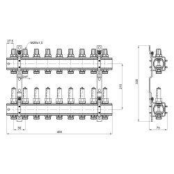 Колектор Icma 1" 9 виходів, з витратомірами №K013 Колектор Icma 1" 9 виходів, з витратомірами №K013