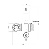 Зливна група Icma 1" з відводом повітря і термометром №205 Зливна група Icma 1" з відводом повітря і термометром №205