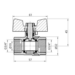 Кран кульовий SD Plus 3\4" ВР для газу (метелик) SD602G20 Кран кульовий SD Plus 3\4" ВР для газу (метелик) SD602G20