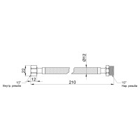 Шланг для води нержавіюче оплетення 20см 1/2 внутрішня - 1/2 зовншня SD