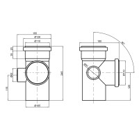 Хрестовина каналізаційна TA Sewage 110х110х110х50, 90° (ліва)