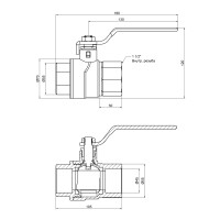 Кран кульовий 1 1/2" внутрішня * 1 1/2" внутрішня (для води) важіль Forte Кран кульовий 1 1/2" внутрішня * 1 1/2" внутрішня (для води) важіль Forte