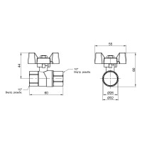 Кран кульовий 1/2" внутрішня * 1/2" внутрішня (для газу) метелик Forte Кран кульовий 1/2" внутрішня * 1/2" внутрішня (для газу) метелик Forte