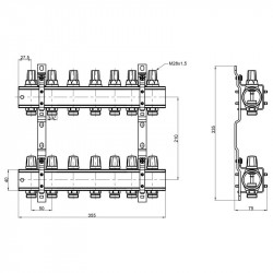 Колектор Icma 1" 7 виходів, без витратоміра №K005 Колектор Icma 1" 7 виходів, без витратоміра №K005