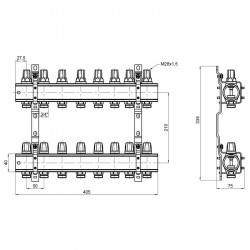 Колектор Icma 1" 8 виходів, без витратоміра №K005 Колектор Icma 1" 8 виходів, без витратоміра №K005