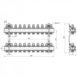 Колектор Icma 1" 11 виходів, без витратоміра №K005 Колектор Icma 1" 11 виходів, без витратоміра №K005
