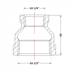 Муфта чавунна 1" 1/2х1" 1/4 ВР