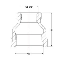 Муфта чавунна 2"х1" 1/2 ВР