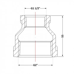 Муфта чавунна 2"х1" 1/2 ВР