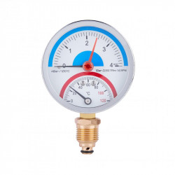 Термоманометр Thermo Alliance Standart 80 мм 1/2", нижнє підмикання SD1724B Термоманометр Thermo Alliance Standart 80 мм 1/2", нижнє підмикання SD1724B