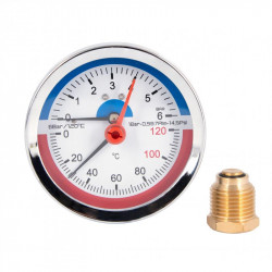 Термоманометр Thermo Alliance Standart 80 мм 1/2", заднє підмикання SD1736B Термоманометр Thermo Alliance Standart 80 мм 1/2", заднє підмикання SD1736B